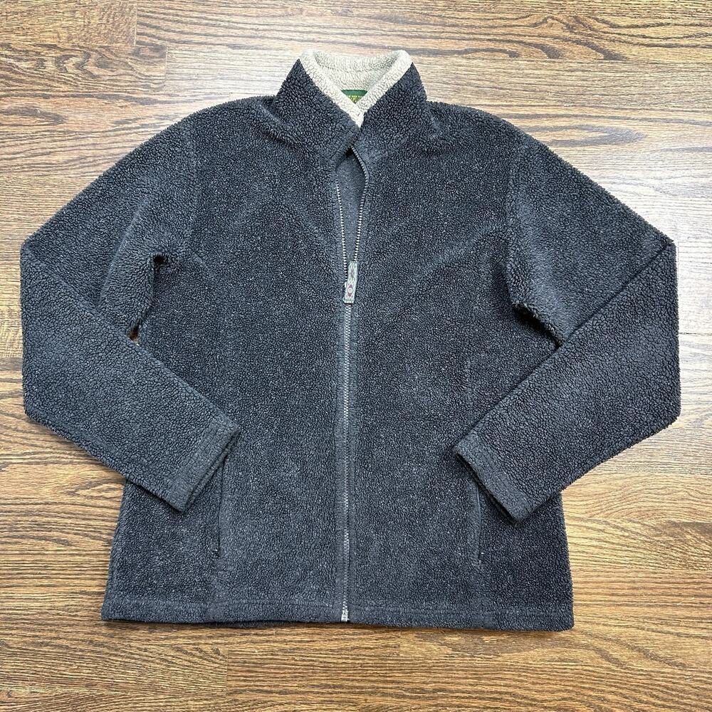 Cabelas Sherpa Fleece Jacket‎ Womens Black Full Zip Mock Neck Outdoor Hiking